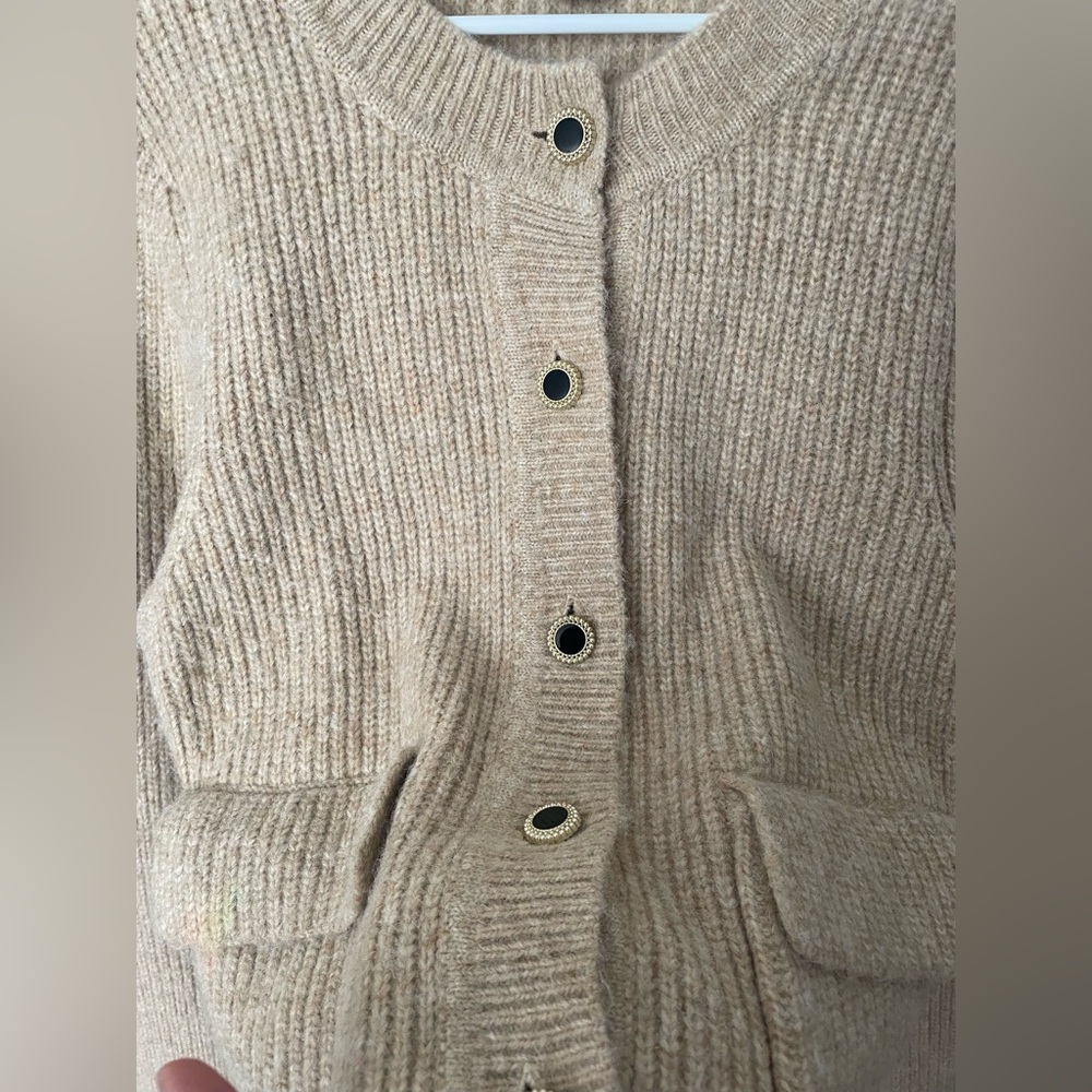 Christian Lacroix Beige wool blend Ribbed Cardigan - Picture 4 of 8